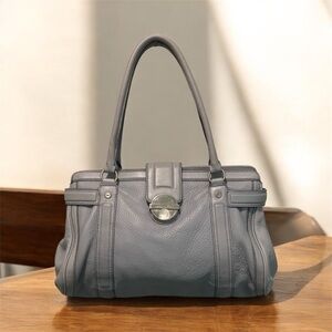 Michael Kors Grey Leather Shoulder Bag with Structured Design